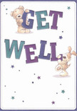 Bright, whimsical, and deeply comforting, this illustrated get well card effortlessly conveys the warmth of Stockwell's community spirit. Two charming characters-a plush teddy bear and an exuberant puppy-appear ready to leap from the card itself, each playfully balancing the vibrant purple and teal letters that boldly spell out 'Get Well.' The delight in their round faces and expressive eyes invites connection, almost as if sharing a comforting moment with a friend near Stockwell Station. Around them, a gentle cascade of blue and violet stars glimmers over a soft, creamy-white background, adding to the hopeful, uplifting mood. The illustrated fur-so textured and inviting-suggests the tactile comfort of a familiar embrace, not unlike wrapping your hands around a bouquet freshly arranged by Stockwell Florist. Every aspect, from the joyful composition to the luminous colour palette, weaves together a message of genuine care and recovery. This card is more than just a simple wish; it serves as an emotional balm-a beautiful choice for showing heartfelt support to someone recovering nearby or anywhere in need of Stockwell's signature kindness.